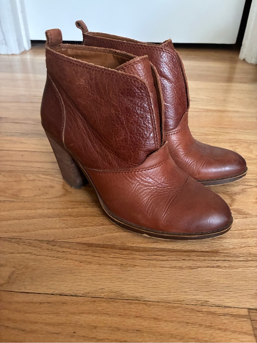Lucky Brand Cognac Brown Leather Ankle Booties